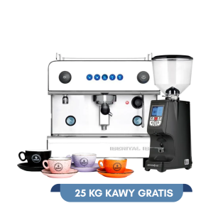 Ekspres kolbowy IB7 1 Group Standard Black Iberital + Młynek + Niezbędne Akcesoria + 25 kg pysznej, świeżo palonej kawy - wyposażenie lokalu