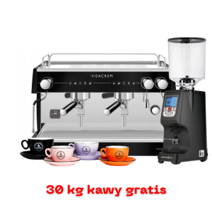 Ekspres kolbowy Vetro 2-gr Visacrem + Młynek + Niezbędne Akcesoria + 30 kg pysznej, świeżo palonej kawy - wyposażenie lokalu